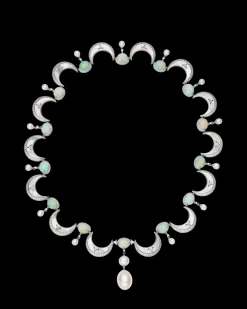Necklaces & Pendants^Paspaley Crescent Moon Pearl Collier | 12mm Drop Pearl, White Opals, and White Gold WhiteGold