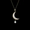 Necklaces & Pendants^Paspaley Crescent Moon Pearl Pendant | 7mm Keshi Pearl, Diamonds, and Yellow Gold YellowGold