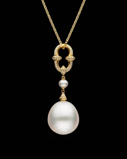 Necklaces & Pendants^Paspaley Diamond Anchor Link Pearl Pendant | 15-16mm Drop Pearl, Diamond, and Yellow Gold YellowGold