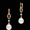 Earrings & Studs^Paspaley Diamond Anchor Link Pearl Earrings | 13mm Drop Pearls, Diamonds, and Yellow Gold YellowGold