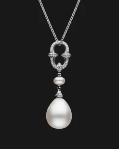 Necklaces & Pendants^Paspaley Diamond Anchor Link Pearl Pendant | 15-16mm Drop Pearl, Diamond, and White Gold WhiteGold