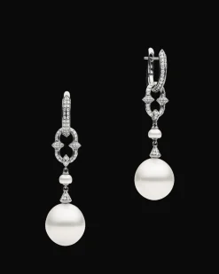 Earrings & Studs^Paspaley Diamond Anchor Link Pearl Earrings | 13mm Drop Pearls, Diamonds, and White Gold WhiteGold
