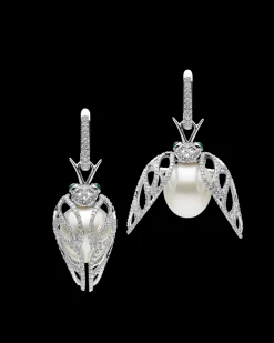 Earrings & Studs^Paspaley Diamond Cicada Pearl Earrings | 13mm Oval Pearls, Diamonds, and White Gold WhiteGold