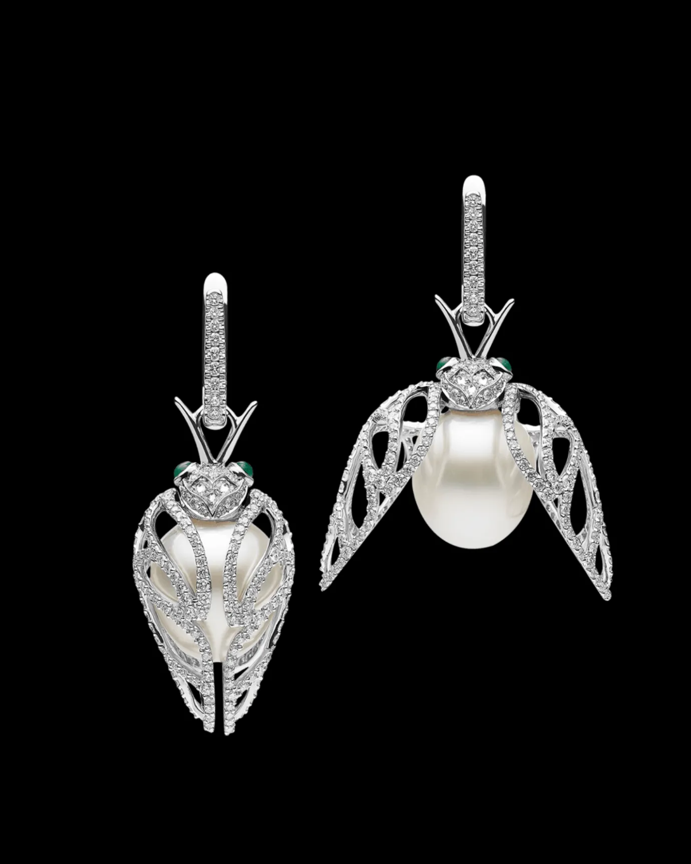 Earrings & Studs^Paspaley Diamond Cicada Pearl Earrings | 13mm Oval Pearls, Diamonds, and White Gold WhiteGold