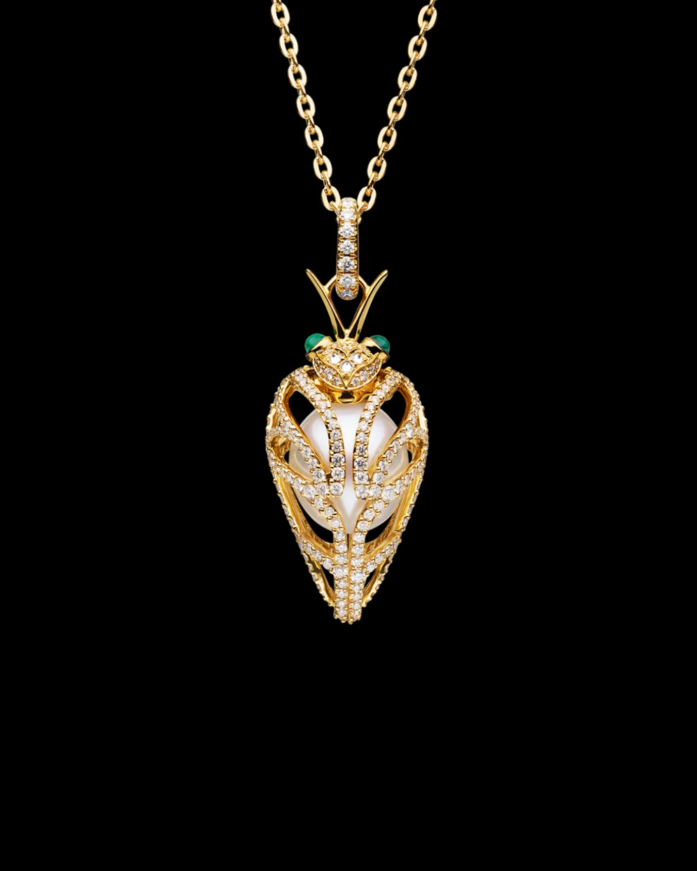 Necklaces & Pendants^Paspaley Diamond Cicada Pearl Pendant | 13mm Drop Pearl, Diamonds, and Yellow Gold YellowGold