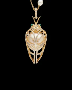 Necklaces & Pendants^Paspaley Diamond Cicada Pearl Pendant | 16mm Oval Pearl, Diamonds, and Yellow Gold YellowGold