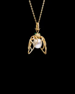 Necklaces & Pendants^Paspaley Diamond Cicada Pearl Pendant | 13mm Drop Pearl, Diamonds, and Yellow Gold YellowGold