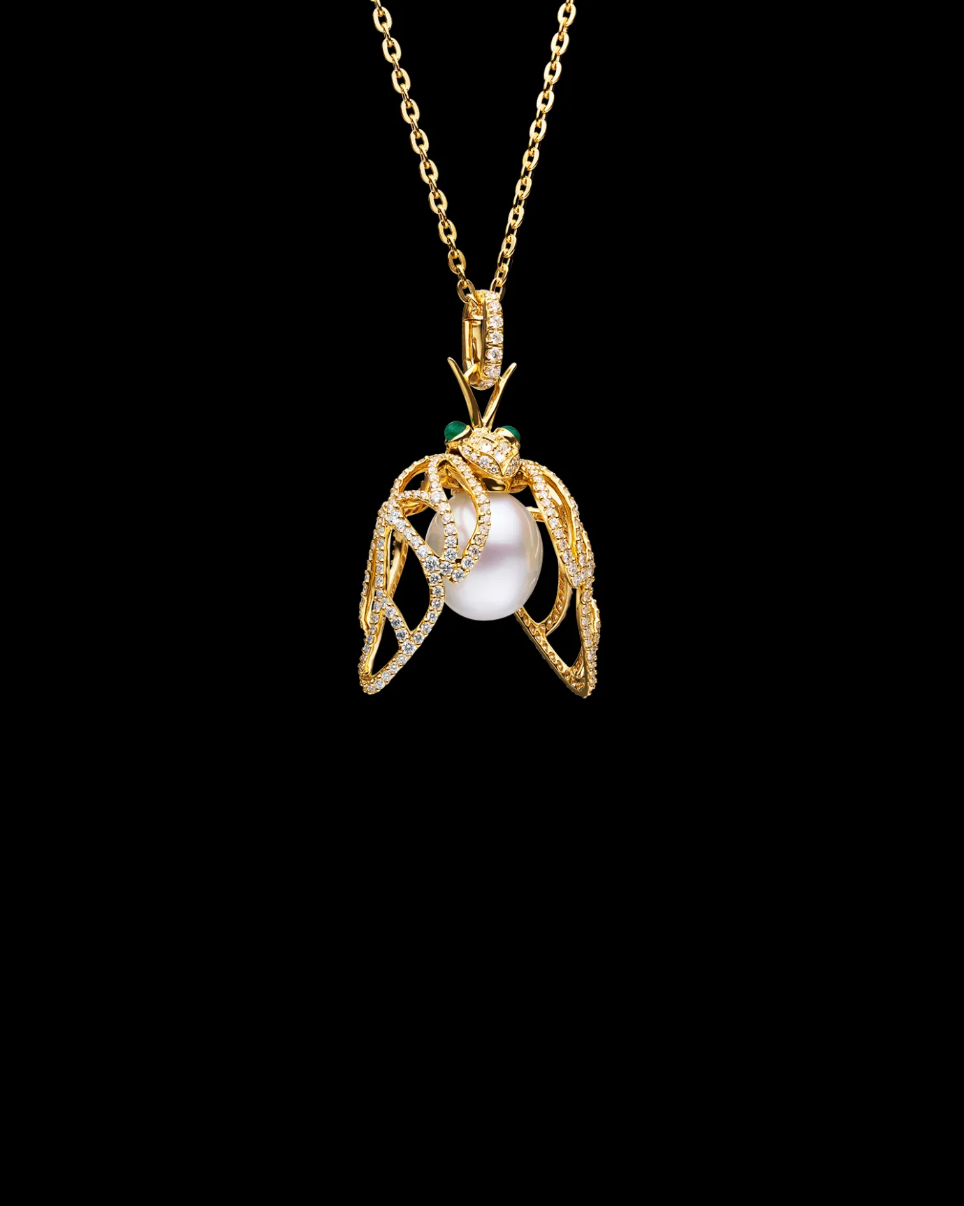 Necklaces & Pendants^Paspaley Diamond Cicada Pearl Pendant | 13mm Drop Pearl, Diamonds, and Yellow Gold YellowGold