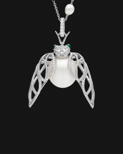 Necklaces & Pendants^Paspaley Diamond Cicada Pearl Pendant | 16mm Oval Pearl, Diamonds, and White Gold WhiteGold