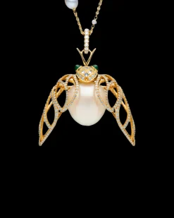 Necklaces & Pendants^Paspaley Diamond Cicada Pearl Pendant | 16mm Oval Pearl, Diamonds, and Yellow Gold YellowGold