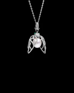 Necklaces & Pendants^Paspaley Diamond Cicada Pearl Pendant | 13mm Drop Pearl, Diamonds, and White Gold WhiteGold