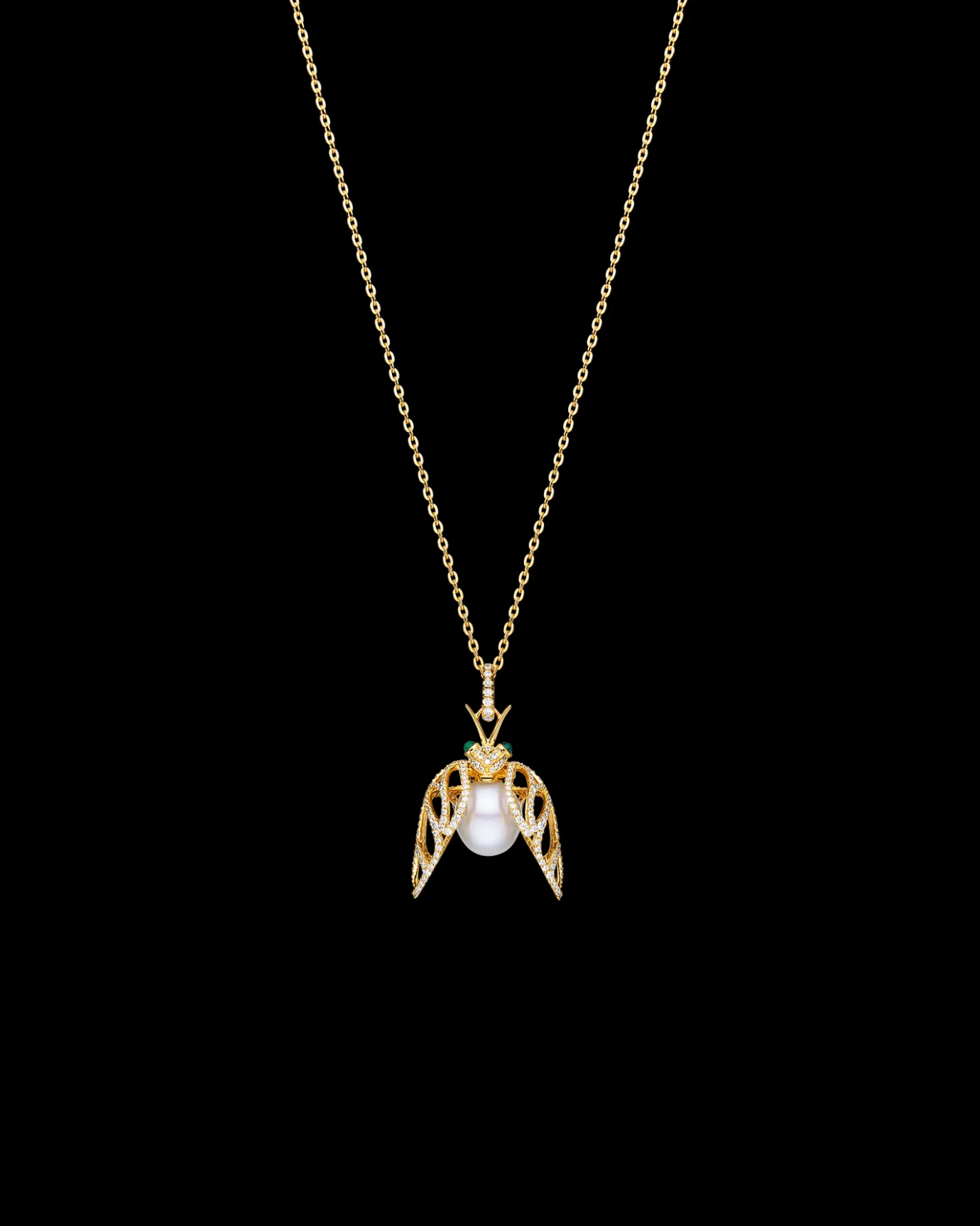 Necklaces & Pendants^Paspaley Diamond Cicada Pearl Pendant | 13mm Drop Pearl, Diamonds, and Yellow Gold YellowGold