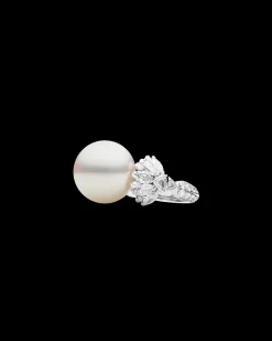 Rings^Paspaley Diamond Clamshell Ring | 15mm Round Pearl, Diamonds, and Platinum