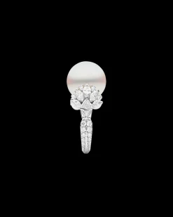 Rings^Paspaley Diamond Clamshell Ring | 15mm Round Pearl, Diamonds, and Platinum