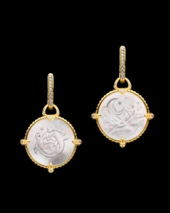 Earrings & Studs^Paspaley Diamond Coin Charm Earrings | Mother of Pearl, Diamonds, and Yellow Gold YellowGold