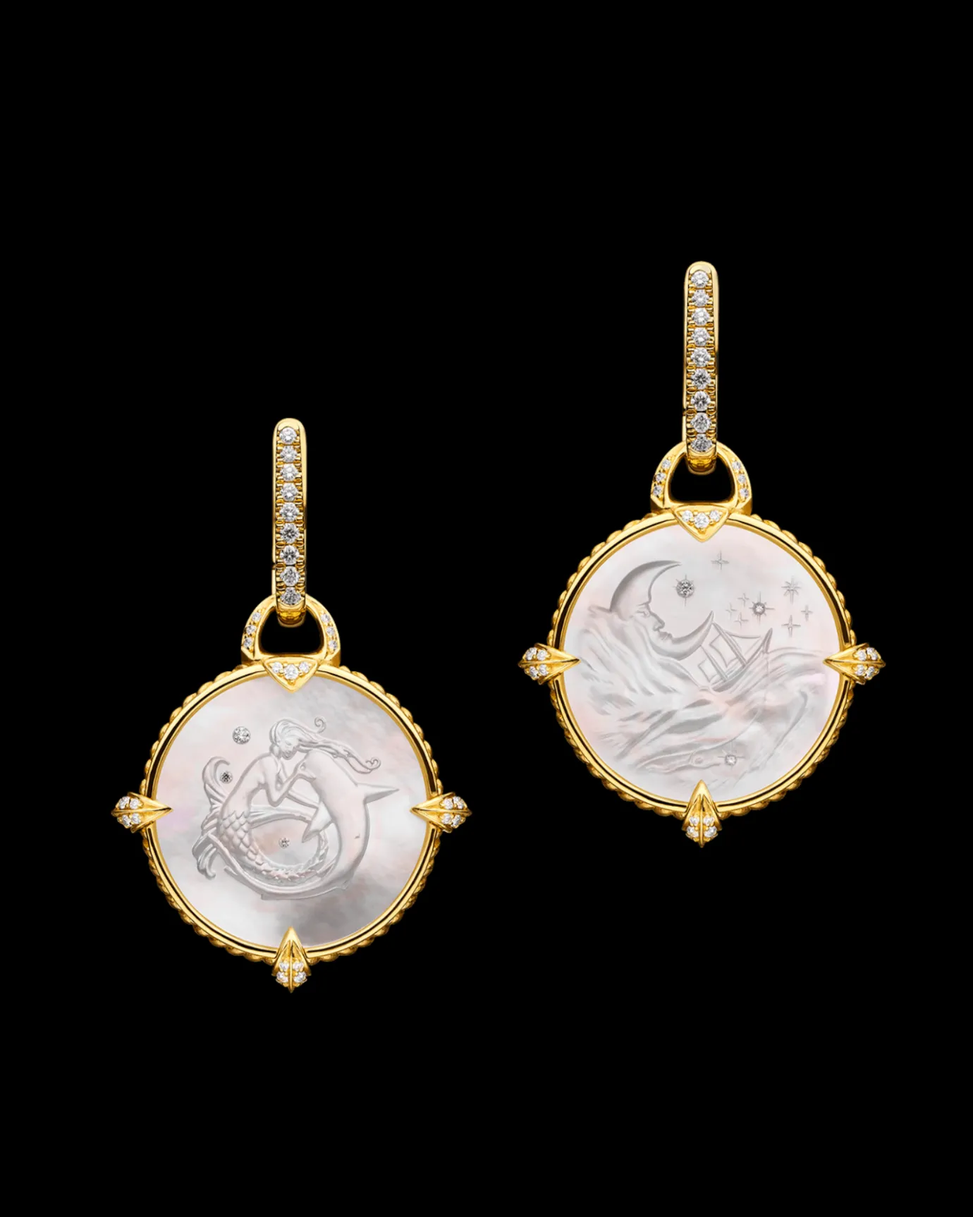 Earrings & Studs^Paspaley Diamond Coin Charm Earrings | Mother of Pearl, Diamonds, and Yellow Gold YellowGold