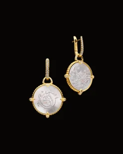 Earrings & Studs^Paspaley Diamond Coin Charm Earrings | Mother of Pearl, Diamonds, and Yellow Gold YellowGold