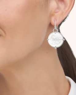 Earrings & Studs^Paspaley Diamond Coin Charm Earrings | Mother of Pearl, Diamonds, and White Gold WhiteGold