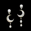 Earrings & Studs^Paspaley Diamond Crescent Moon and Keshi Stud Earrings | 8mm Keshi Pearls, Mother Of Pearl, Diamonds, and Yellow Gold
