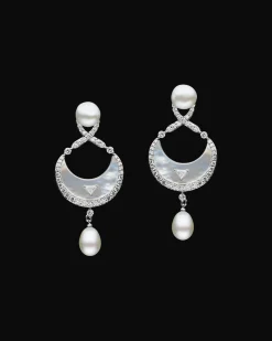 Earrings & Studs^Paspaley Diamond Crescent Moon and Keshi Stud Earrings | 8mm Keshi Pearls, Mother Of Pearl, Diamonds, and White Gold
