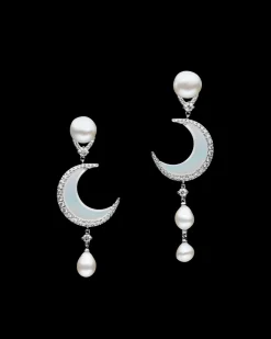 Earrings & Studs^Paspaley Diamond Crescent Moon and Keshi Stud Earrings | 8mm Keshi Pearls, Mother Of Pearl, Diamonds, and White Gold