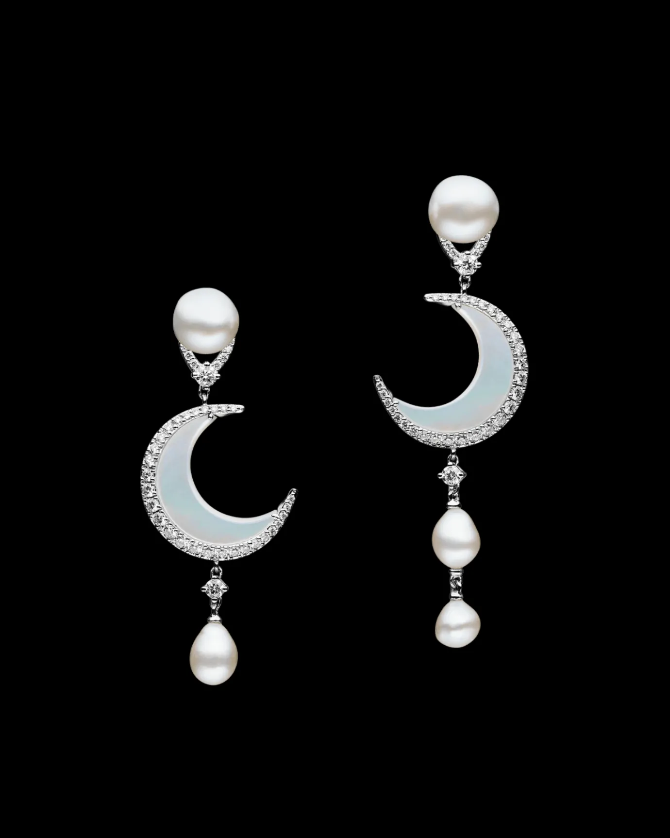 Earrings & Studs^Paspaley Diamond Crescent Moon and Keshi Stud Earrings | 8mm Keshi Pearls, Mother Of Pearl, Diamonds, and White Gold