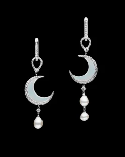Earrings & Studs^Paspaley Diamond Crescent Moon Earrings | Mother Of Pearl, Diamonds, and White Gold