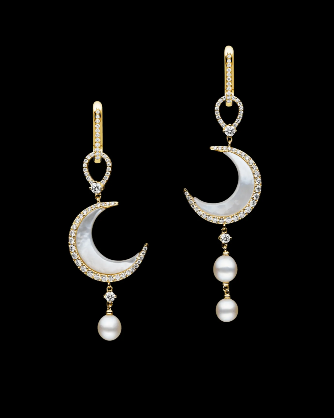 Earrings & Studs^Paspaley Diamond Crescent Moon Earrings | Mother Of Pearl, Diamonds, and Yellow Gold
