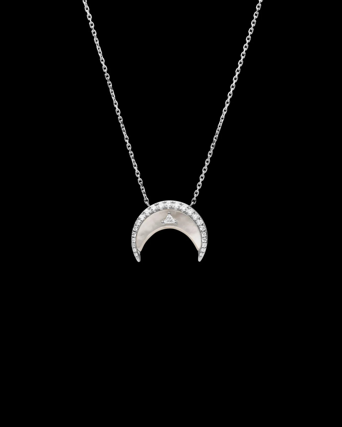 Necklaces & Pendants^Paspaley Diamond Crescent Moon Necklace | Mother of Pearl, Diamonds, and White Gold WhiteGold