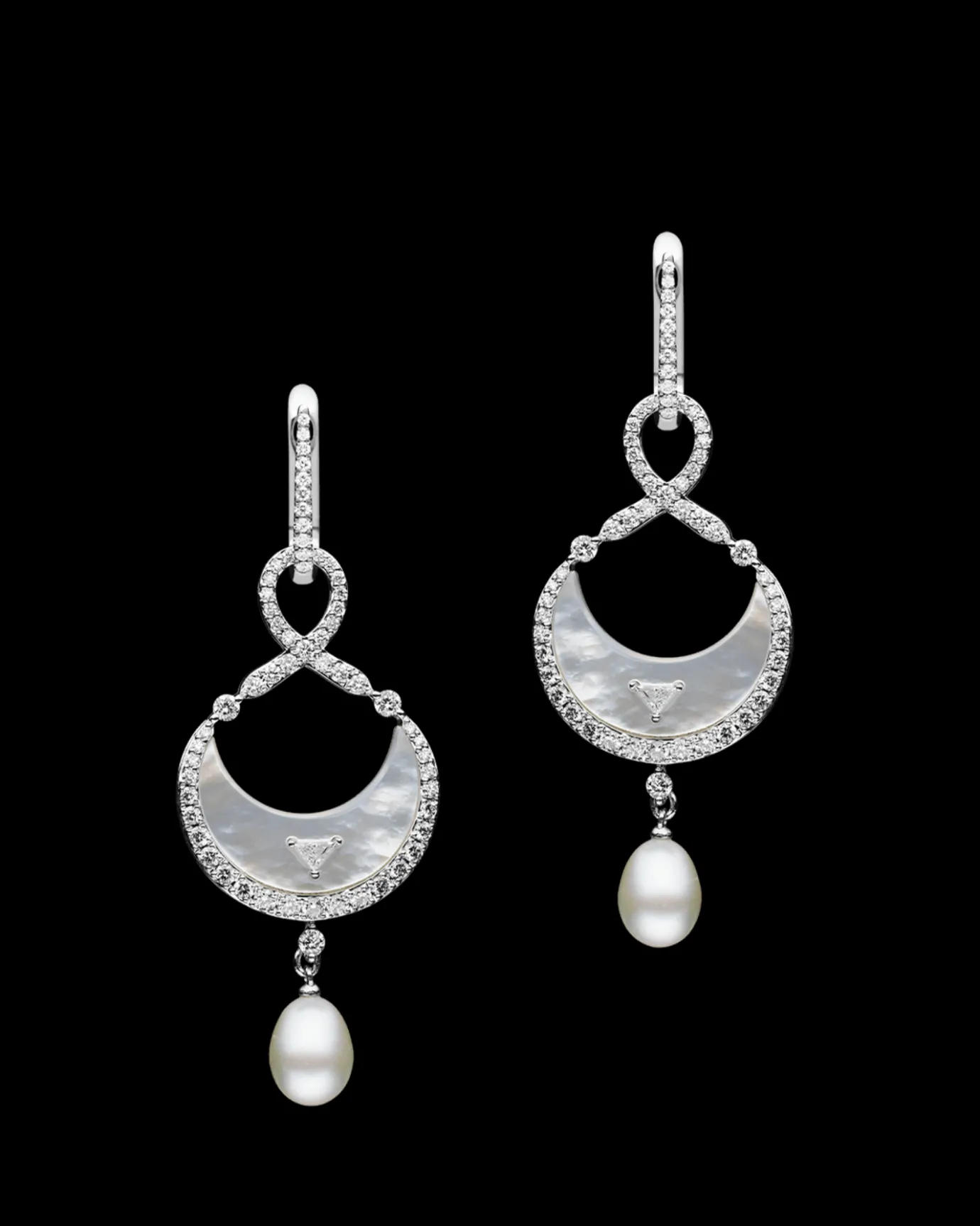 Earrings & Studs^Paspaley Diamond Crescent Moon Pearl Earrings | Mother Of Pearl, Diamonds and White Gold