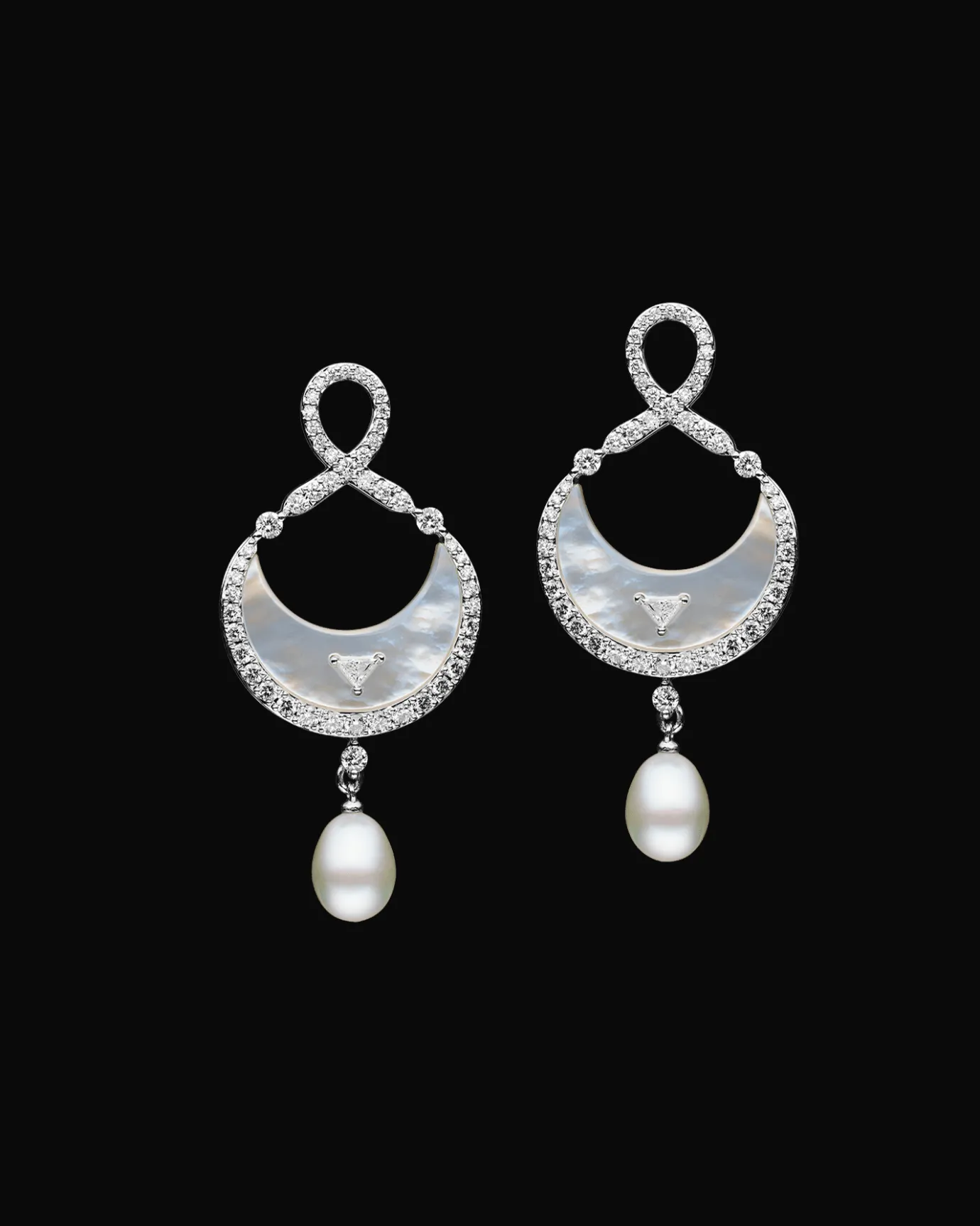 Earrings & Studs^Paspaley Diamond Crescent Moon Pearl Earrings | Mother Of Pearl, Diamonds and White Gold