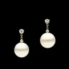 Earrings & Studs^Paspaley Diamond Dew Drop Pearl Earrings | 11mm Round Pearls, Diamonds, and Yellow Gold YellowGold