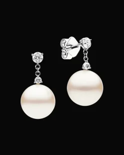 Earrings & Studs^Paspaley Diamond Dew Drop Pearl Earrings | 11mm Round Pearls, Diamonds, and White Gold WhiteGold