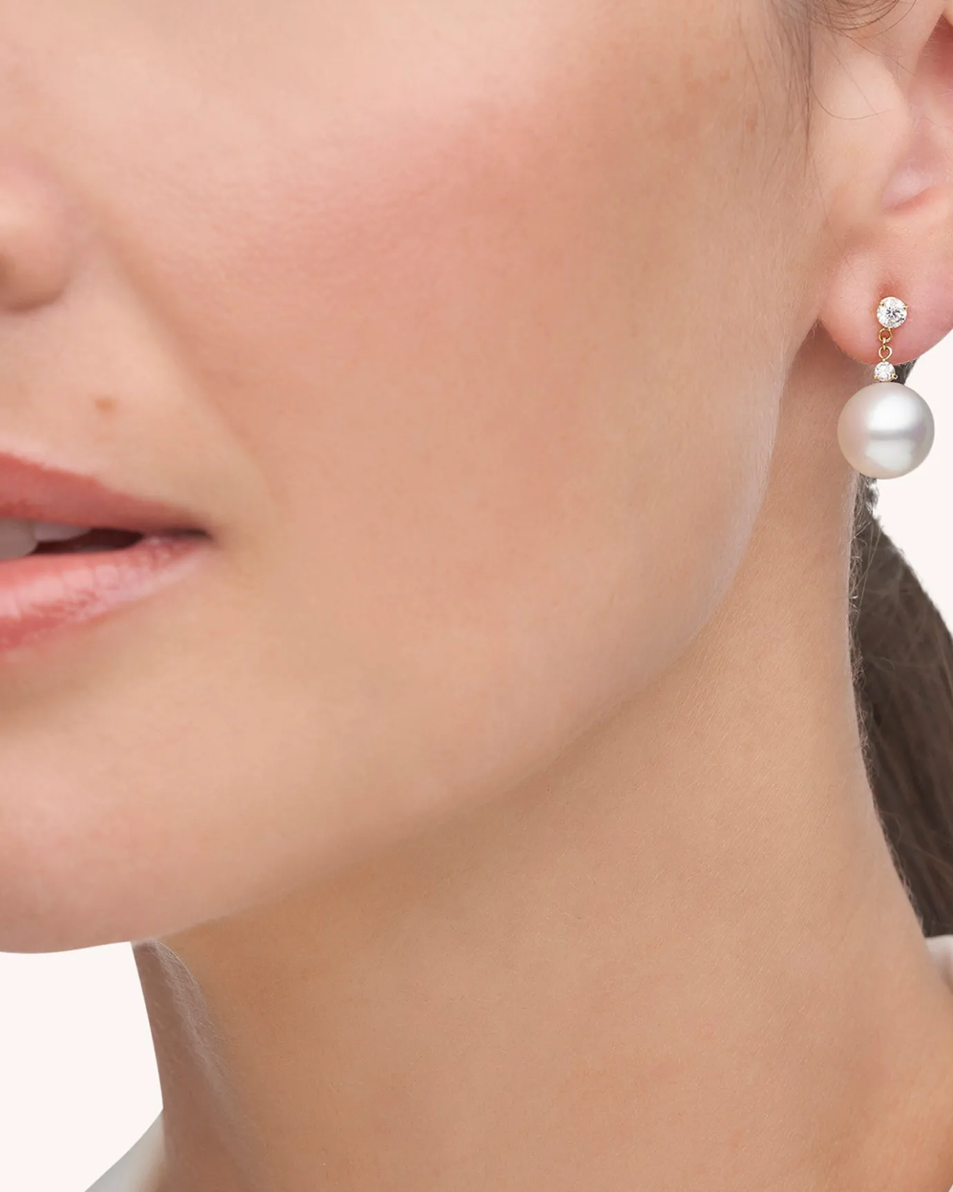 Earrings & Studs^Paspaley Diamond Dew Drop Pearl Earrings | 11mm Round Pearls, Diamonds, and Yellow Gold YellowGold