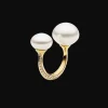 Rings^Paspaley Diamond Double Pearl Split Ring | 11-13mm Button Pearls, Diamond, and Yellow Gold YellowGold