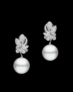 Earrings & Studs^Paspaley Diamond Dragonfly Pearl Earrings | 14mm Round Pearls and Diamonds Platinum