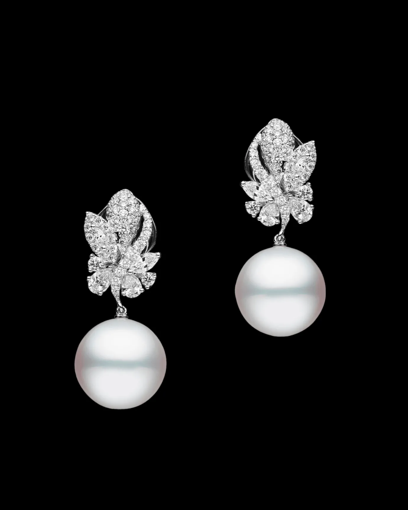Earrings & Studs^Paspaley Diamond Dragonfly Pearl Earrings | 14mm Round Pearls and Diamonds Platinum