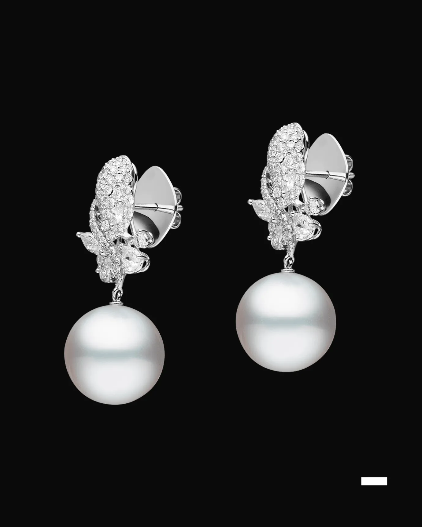 Earrings & Studs^Paspaley Diamond Dragonfly Pearl Earrings | 14mm Round Pearls and Diamonds Platinum