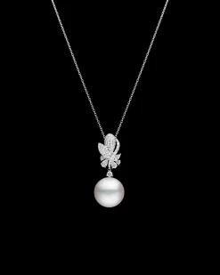 Necklaces & Pendants^Paspaley Diamond Dragonfly Pearl Necklace | 16mm Round Pearl, Diamonds, and White Gold