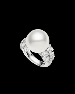 Rings^Paspaley Diamond Dragonfly Pearl Ring | 15mm Round Pearl, Diamonds, and Platinum
