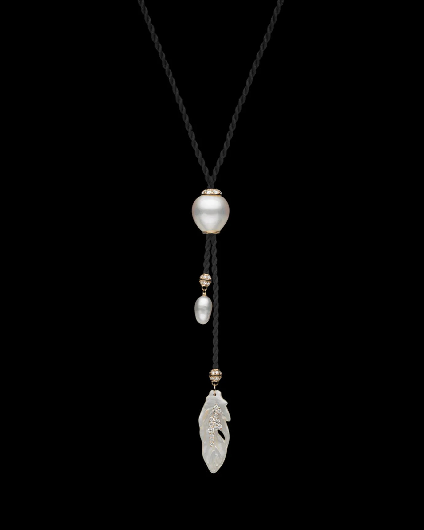 Necklaces & Pendants^Paspaley Diamond Feather Silk Pearl Necklace | 13mm Keshi Pearl, Mother of Pearl, and Yellow Gold YellowGold