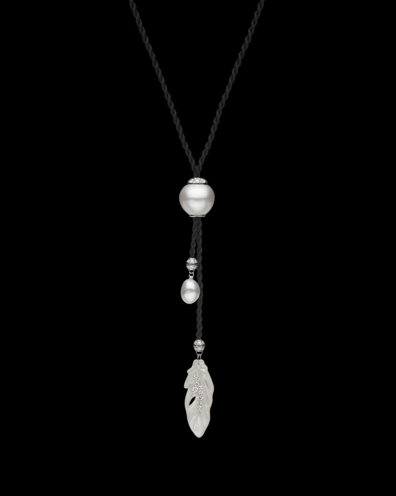 Necklaces & Pendants^Paspaley Diamond Feather Silk Pearl Necklace | 13mm Keshi Pearl, Mother of Pearl, and White Gold WhiteGold