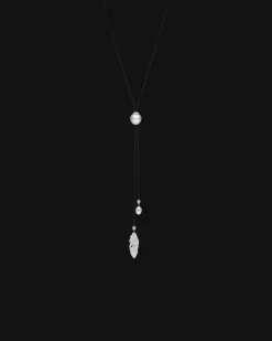 Necklaces & Pendants^Paspaley Diamond Feather Silk Pearl Necklace | 13mm Keshi Pearl, Mother of Pearl, and White Gold WhiteGold