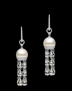 Earrings & Studs^Paspaley Diamond Hero Lavalier Pearl Earrings | 10mm Oval Pearls, Diamonds, and White Gold WhiteGold