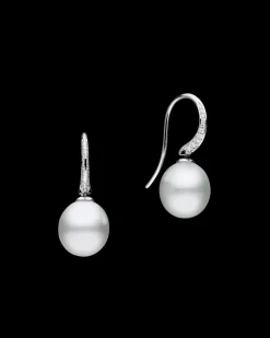 Earrings & Studs^Paspaley Diamond Keel Edge Pearl Earrings | 11mm Oval Pearls, Diamonds, and White Gold WhiteGold