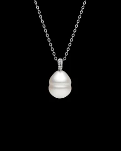 Necklaces & Pendants^Paspaley Diamond Keel Edge Pearl Pendant | 12mm Circle Pearl, Diamonds, and White Gold WhiteGold