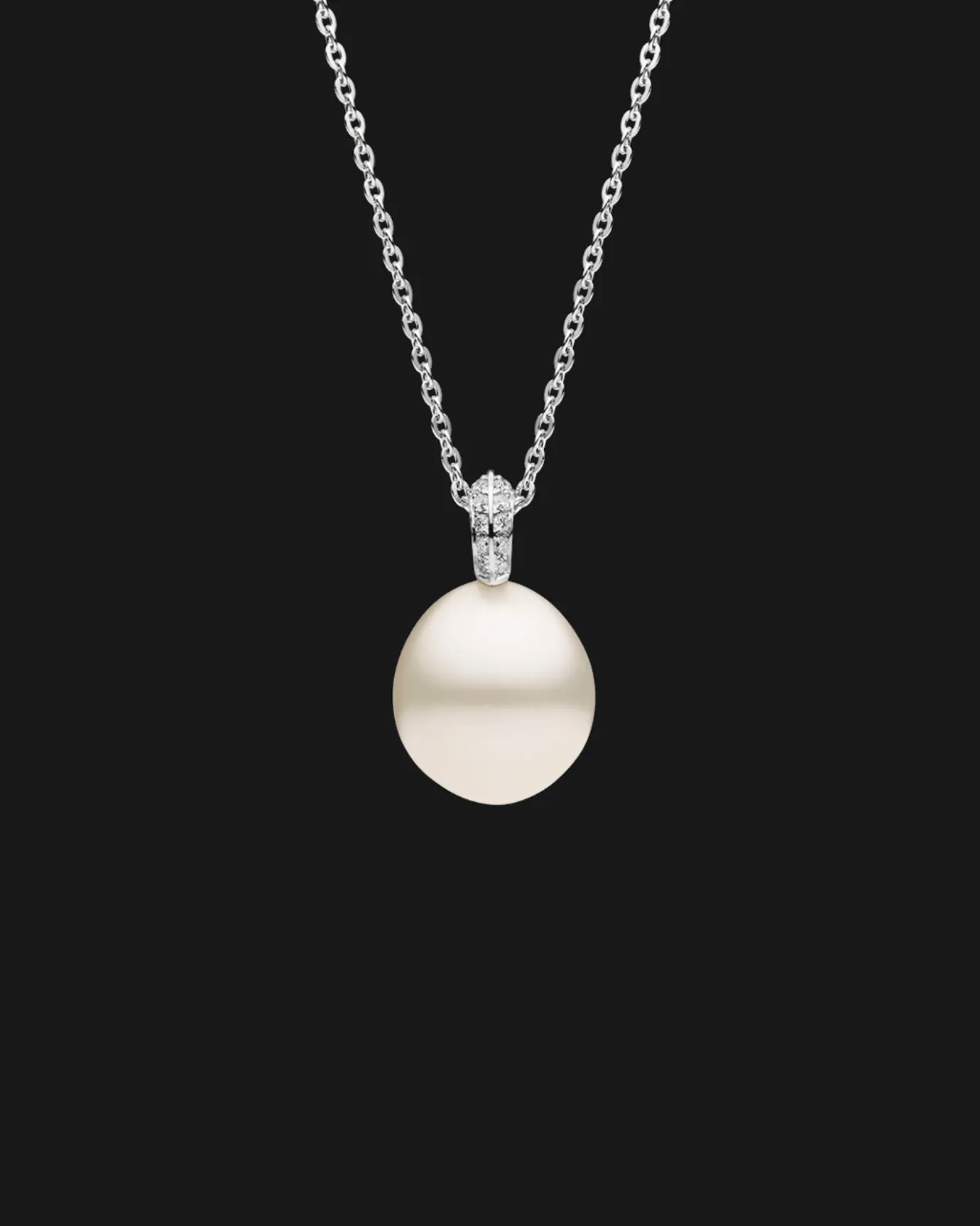 Necklaces & Pendants^Paspaley Diamond Keel Edge Pearl Pendant | 12mm Oval Pearl, Diamonds, and White Gold WhiteGold
