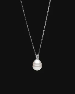 Necklaces & Pendants^Paspaley Diamond Keel Edge Pearl Pendant | 12mm Circle Pearl, Diamonds, and White Gold WhiteGold