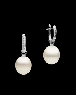 Earrings & Studs^Paspaley Diamond Keel Edge Pearls My Way Earrings | 13mm Oval Pearls, Diamonds, and White Gold WhiteGold