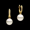 Earrings & Studs^Paspaley Diamond Keel Edge Pearls My Way Earrings | 12mm Round Pearls, Diamonds, and Yellow Gold YellowGold